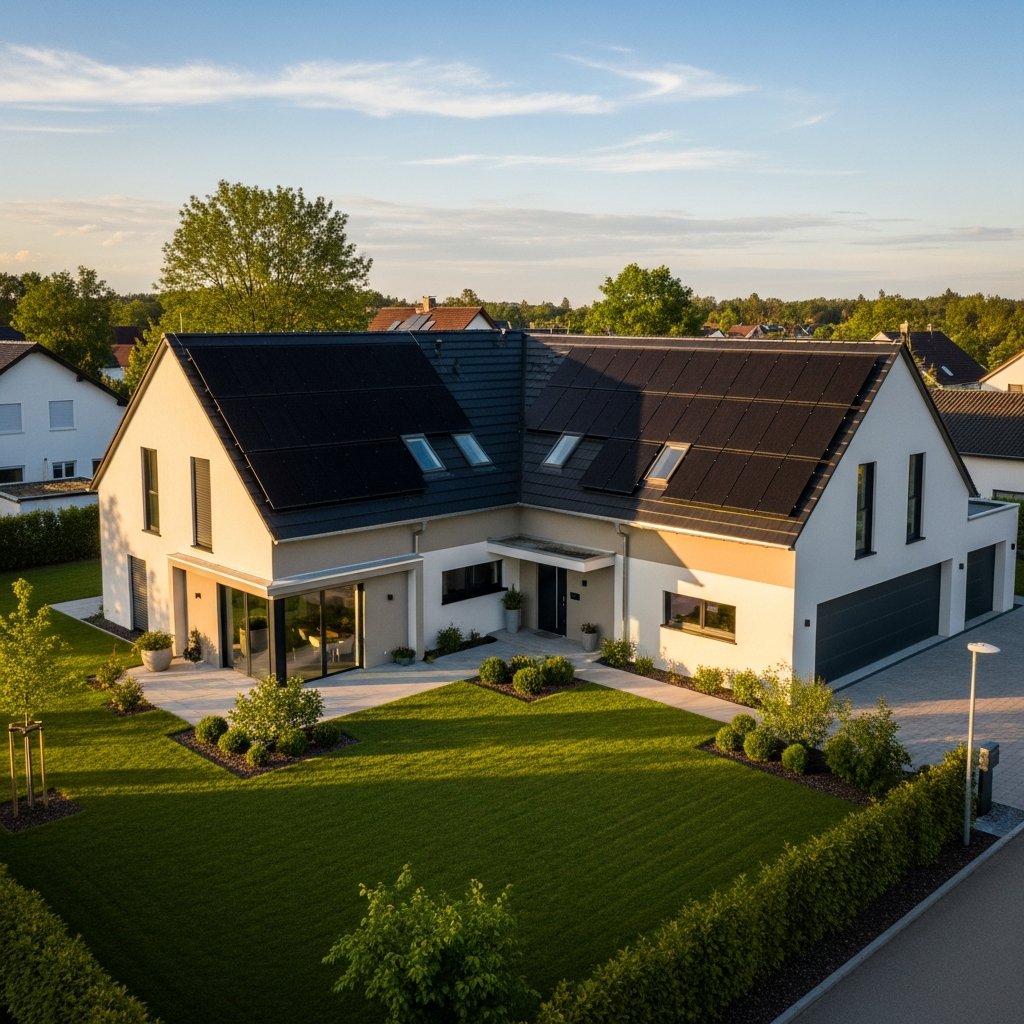 Ost-West-Dach mit Photovoltaikanlage in München
