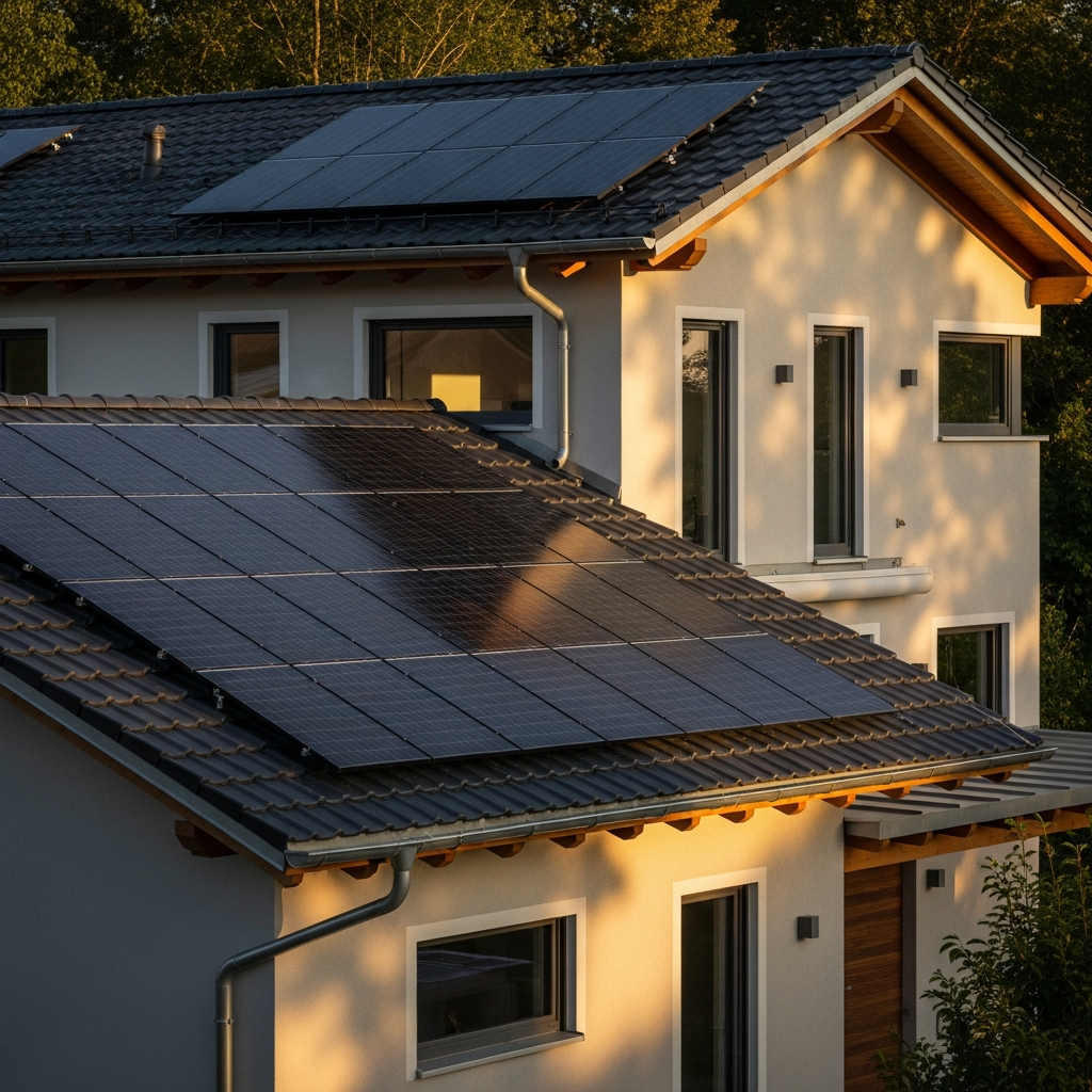 Verschattete Dachfläche mit Photovoltaikanlage