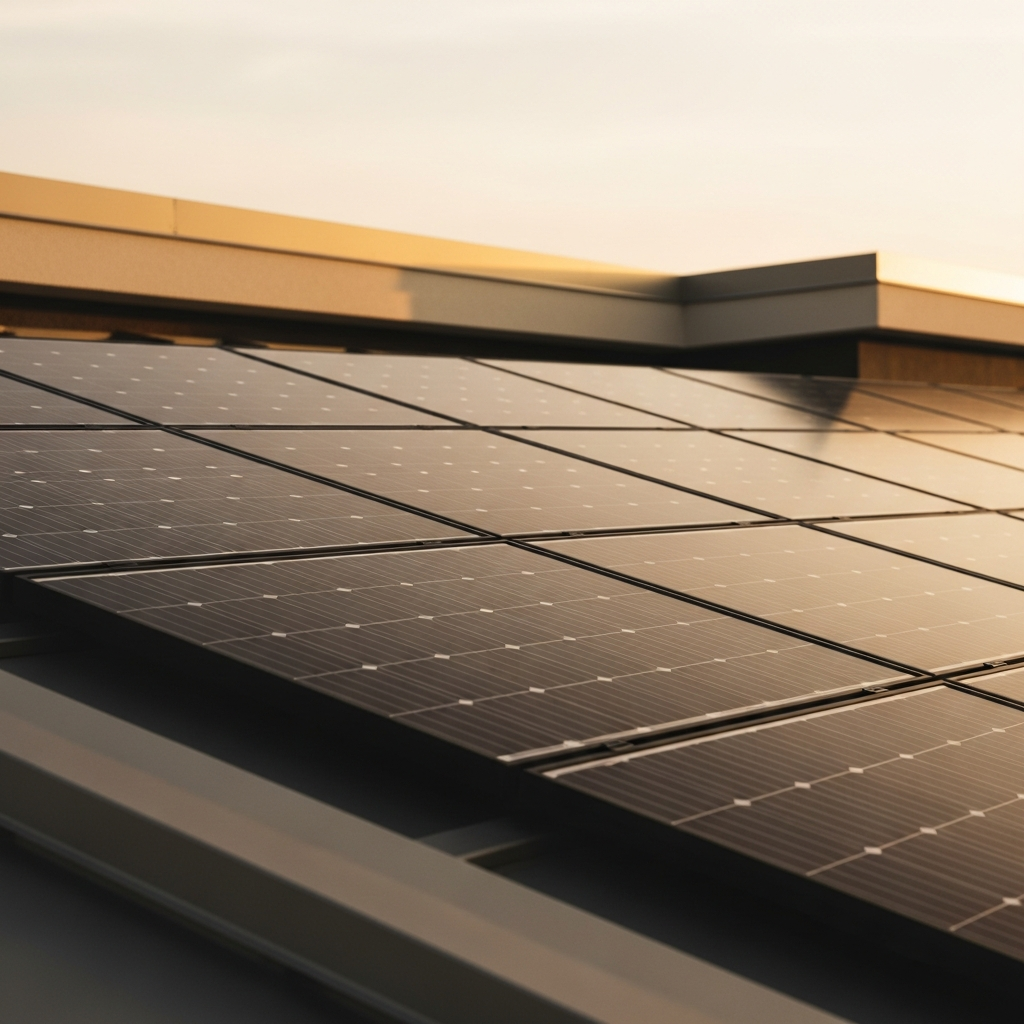 Hochwertige Photovoltaik-Module auf einem modernen Dach in München