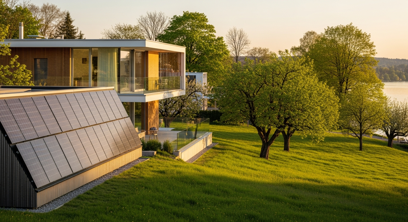 Visualisierung der CO₂-Einsparung einer Photovoltaikanlage auf einem Einfamilienhaus in Starnberg