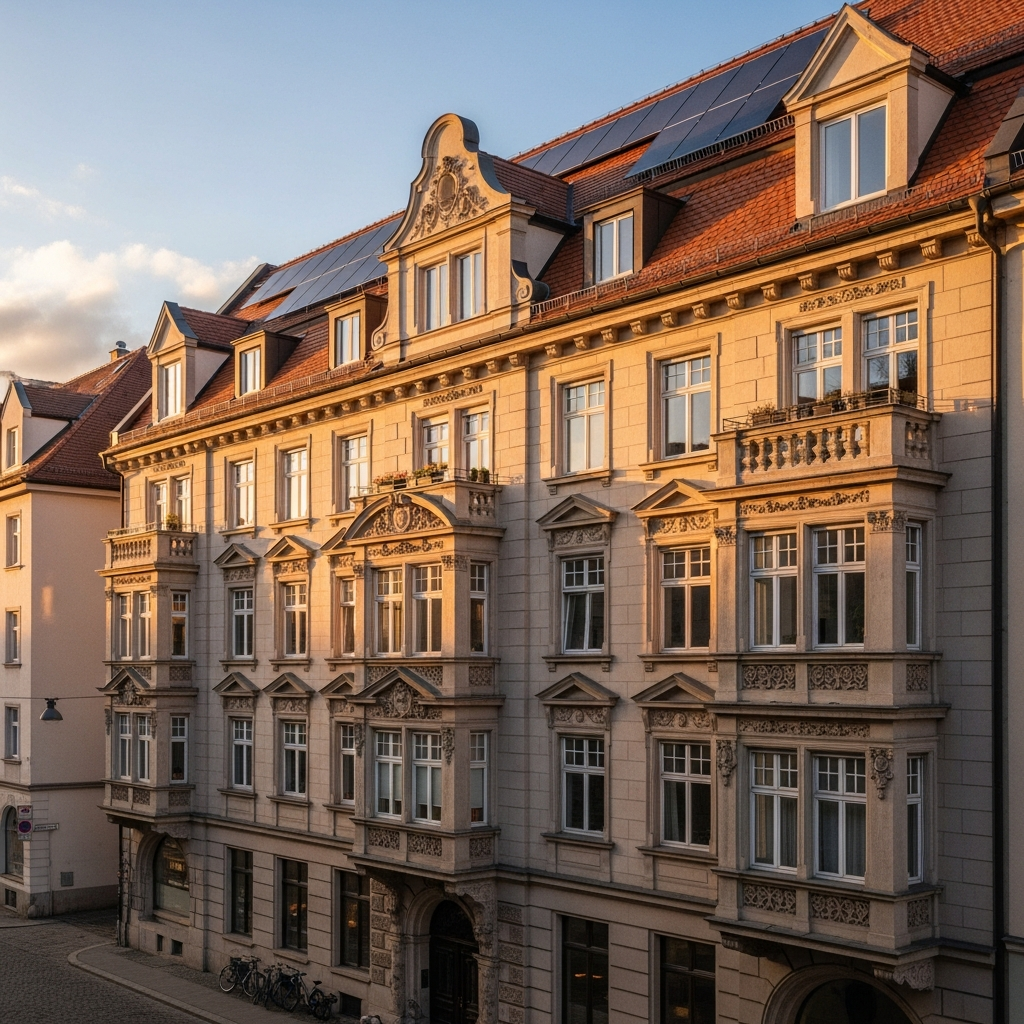 Solaranlage auf einem denkmalgeschützten Altbau in München