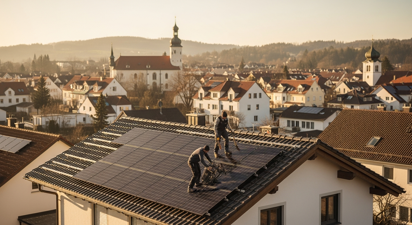 Einfamilienhaus in Dachau mit Solaranlage auf dem Satteldach