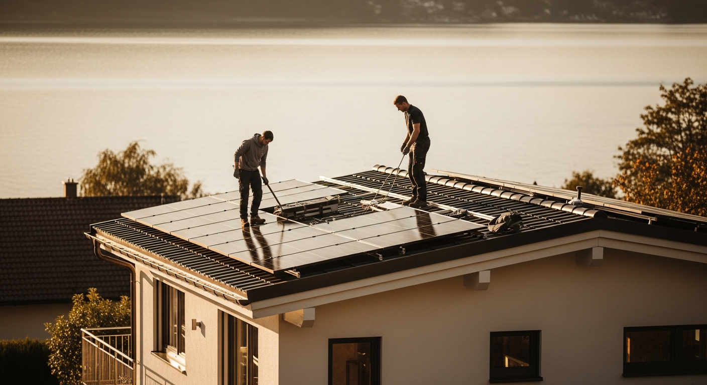 Hochwertiges Wohnhaus mit dezenter schwarzer Solaranlage in der Region Starnberger See