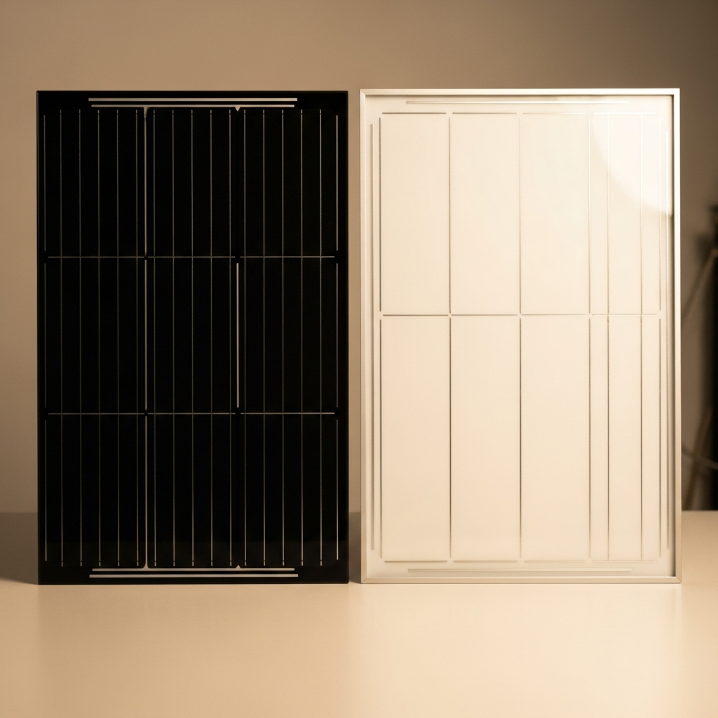 Vergleich zweier Solarmodule – Premium-Glas-Glas-Modul und Standard-Modul