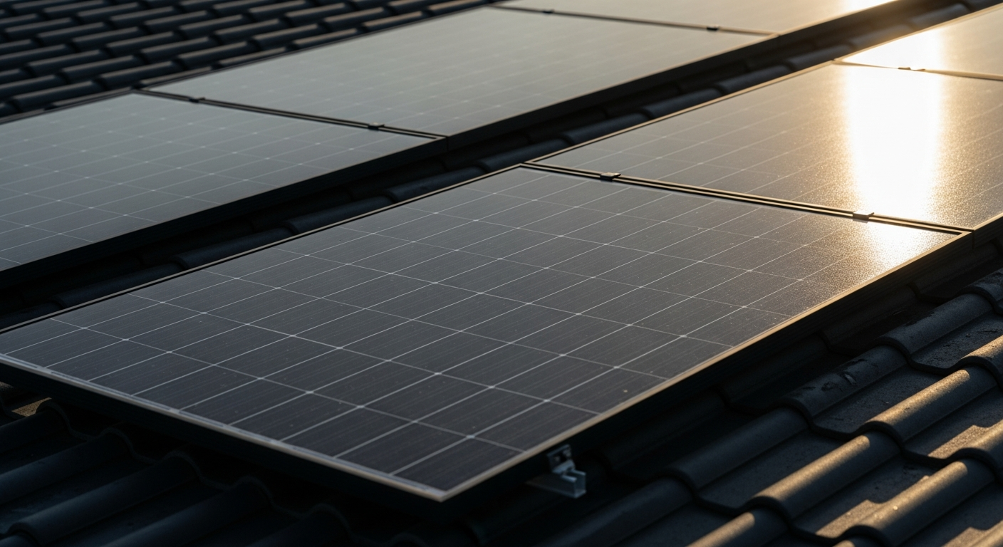 Hochwertige Solarmodule in Nahaufnahme