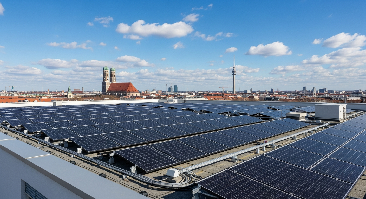 Solaranlage auf modernem Flachdach