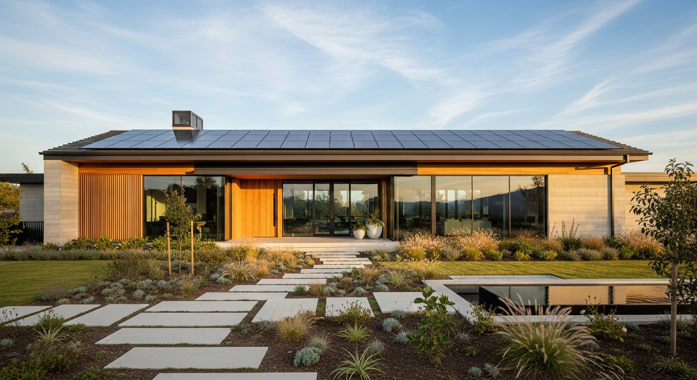 Elegantes Haus mit integrierter Solaranlage