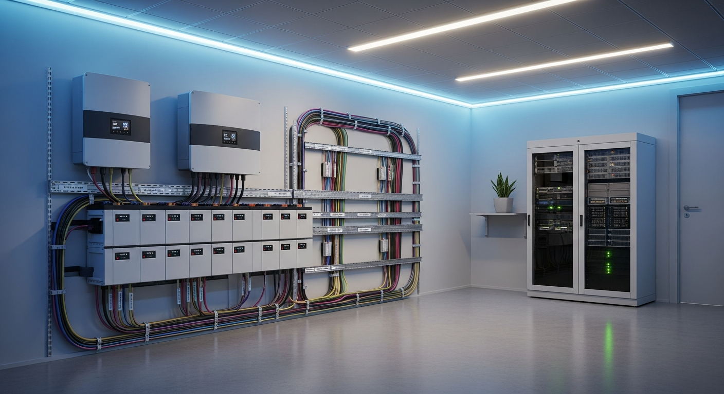 Technikraum mit Stromspeicher und Wechselrichter