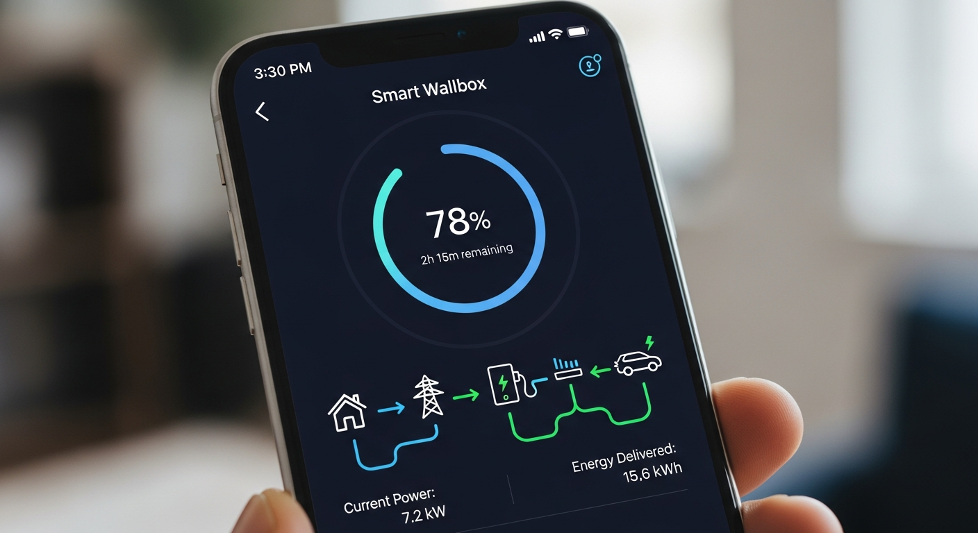 Wallbox-App zeigt Ladestatus auf Smartphone