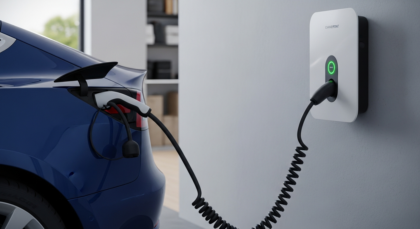 Elektrofahrzeug beim Laden an Wallbox