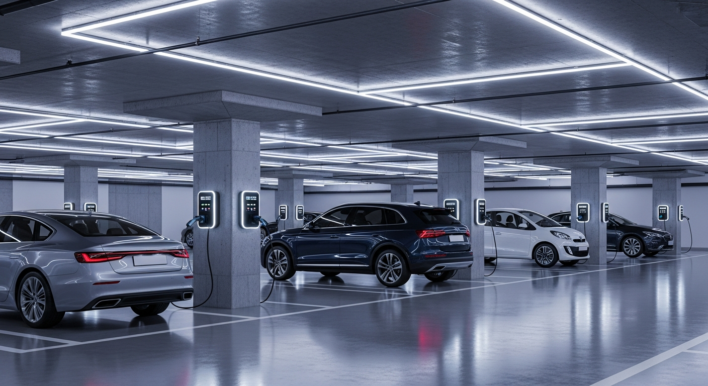 Mehrere Wallboxen in Tiefgarage installiert