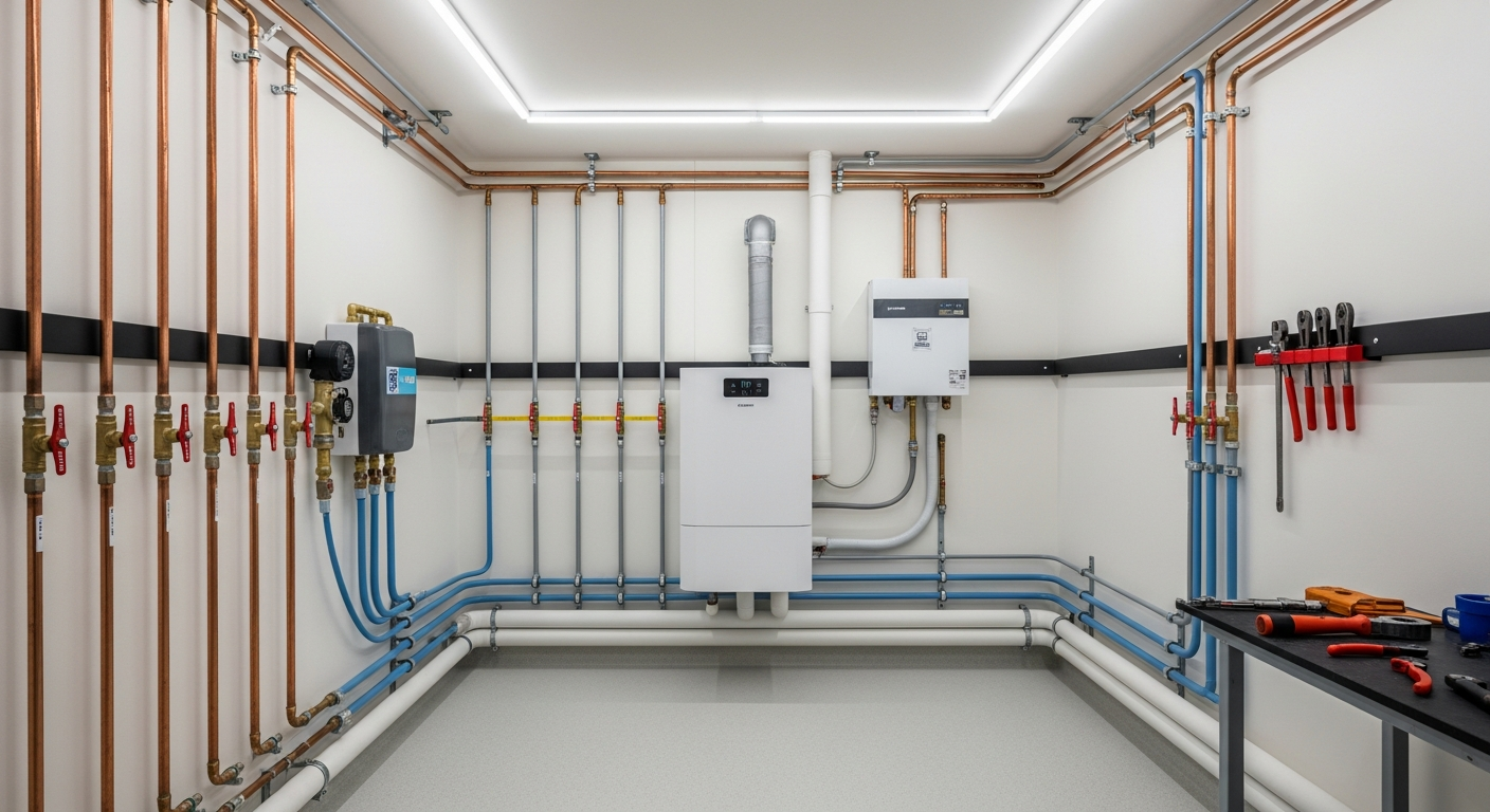 Wärmepumpe im Technikraum installiert