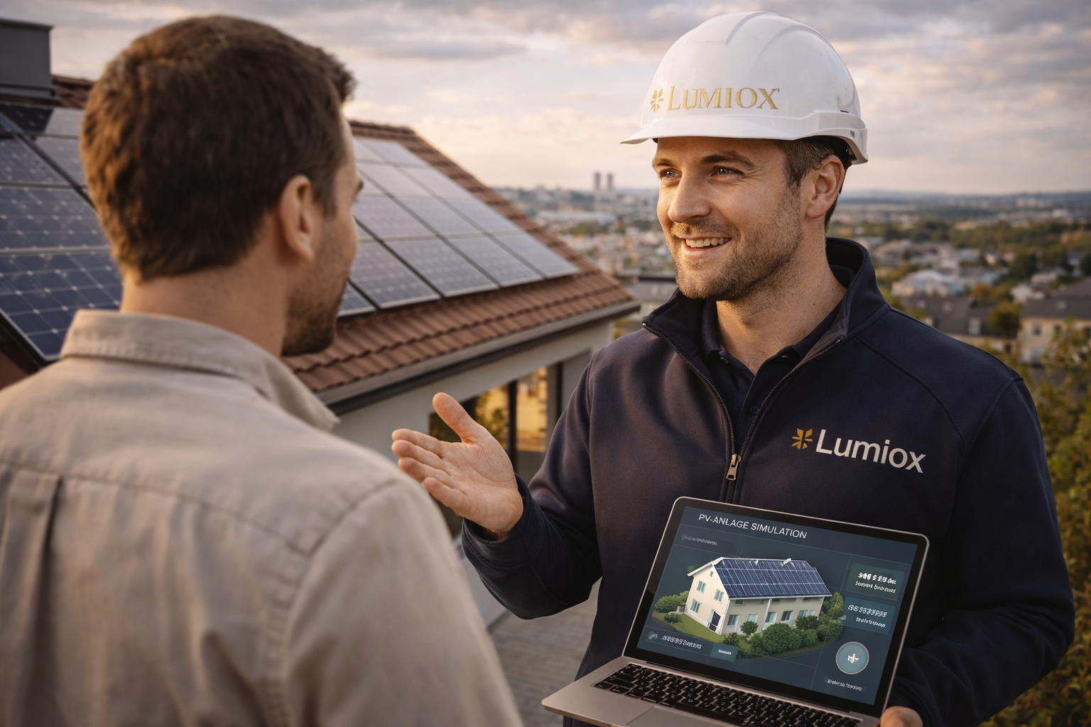 Lumiox Beratung vor Ort mit PV-Simulation