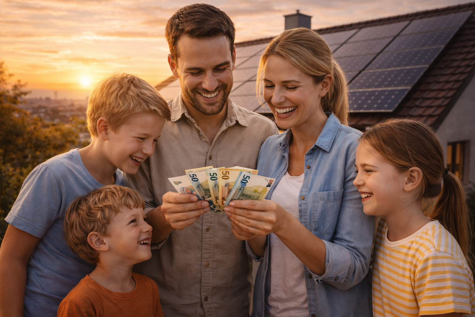 Familie profitiert von Solaranlage und Stromersparnis