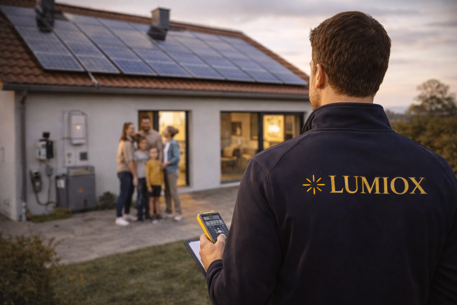 Lumiox Techniker bei Anlagenabnahme