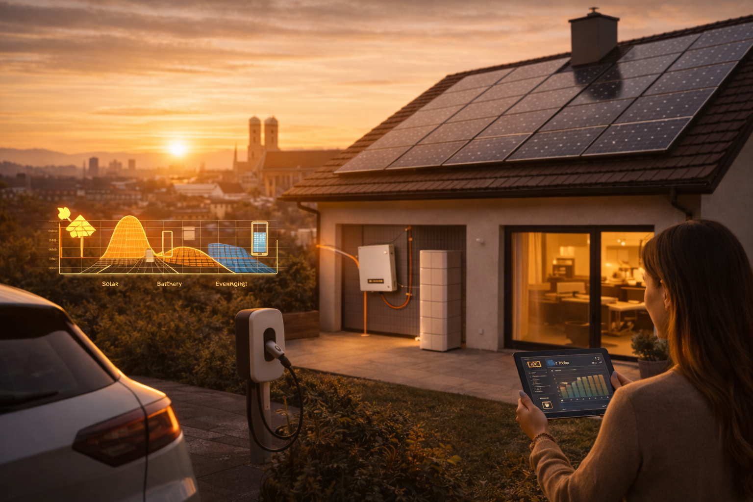 Solarstrom-Monitoring mit Speicher und Wallbox in München