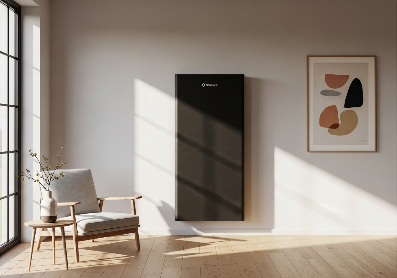 Premium-Batteriespeicher in modernem Wohnumfeld