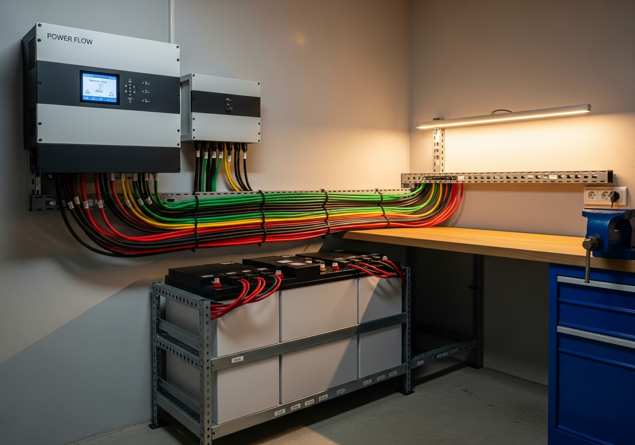 Wechselrichter und Batterie im Technikraum