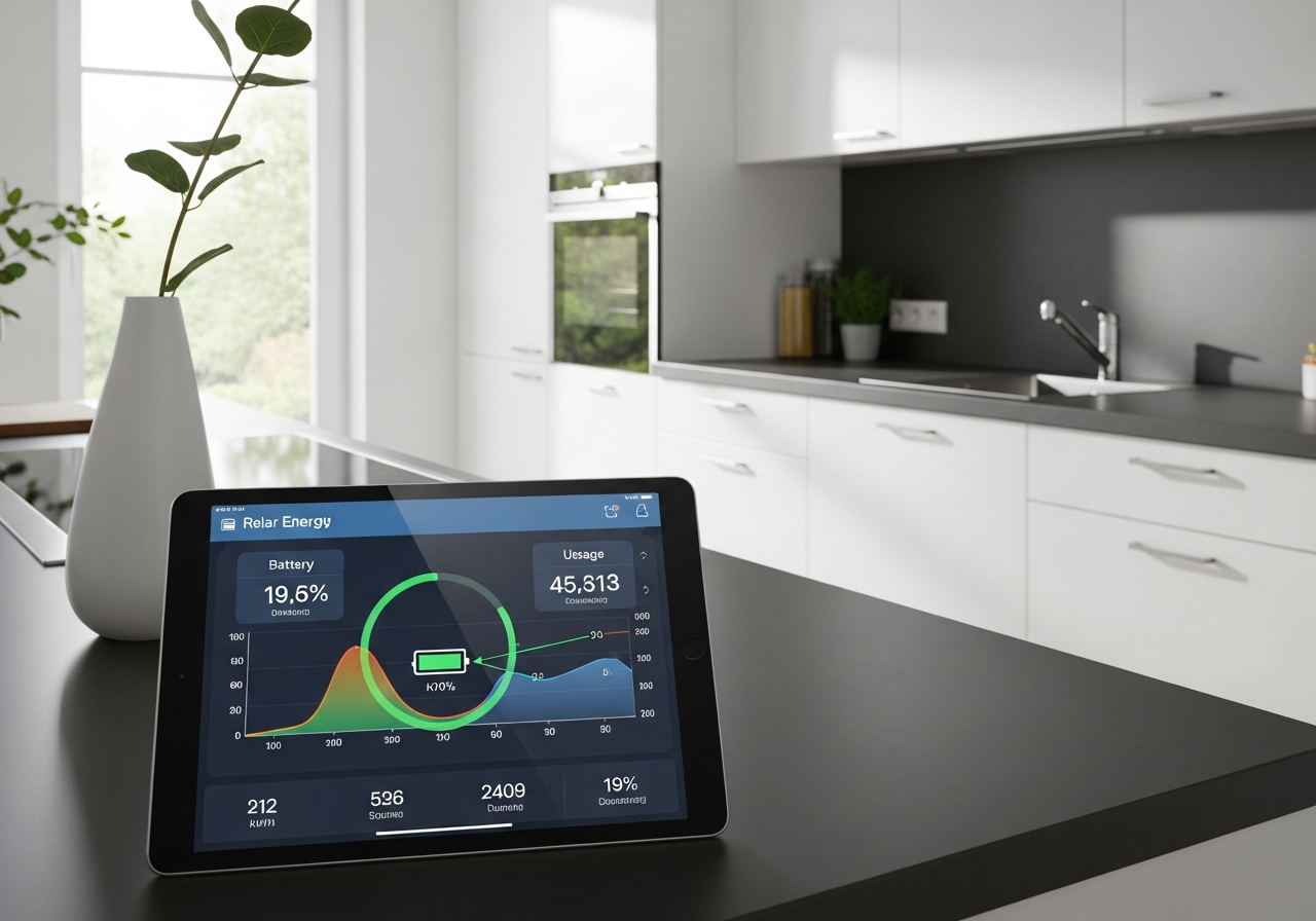 Solar-Monitoring mit Batteriespeicher auf Tablet