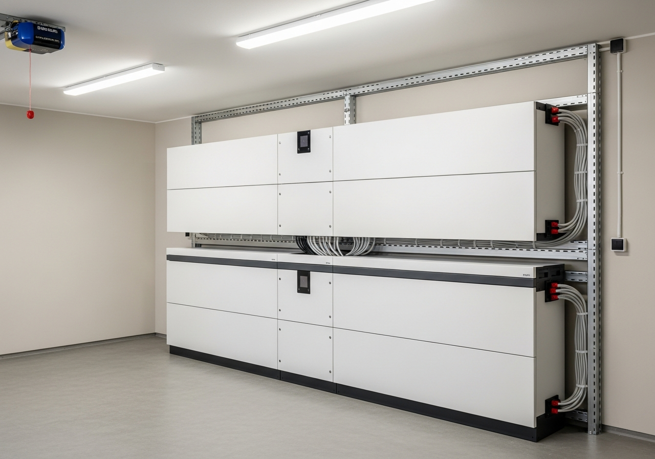 Modulares Batteriespeicher-System in Garage